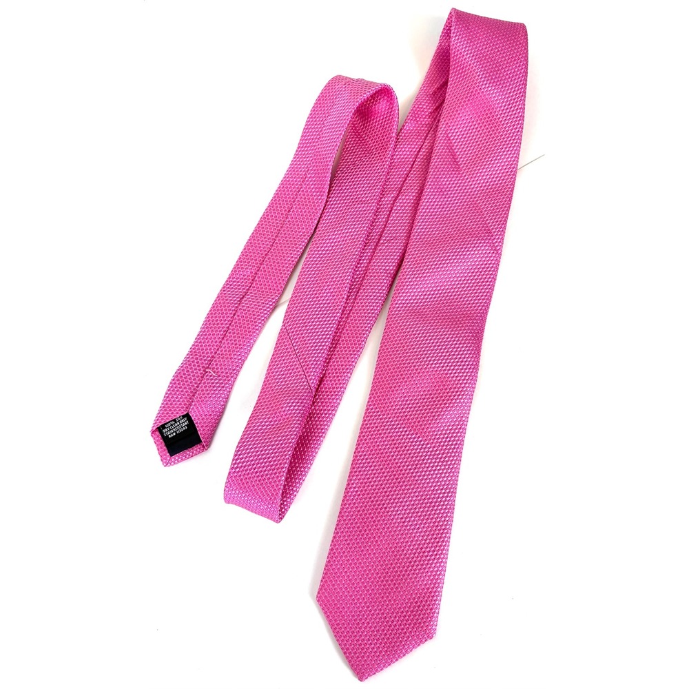 The Tie Bar Necktie 3" Pink Textured Woven 100% Formal Event Career Classic